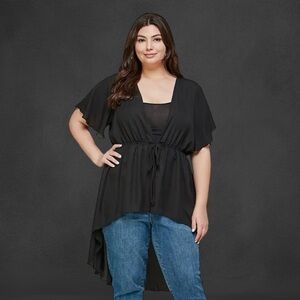 Plus Hi-Low Hem Draped Cardigan
